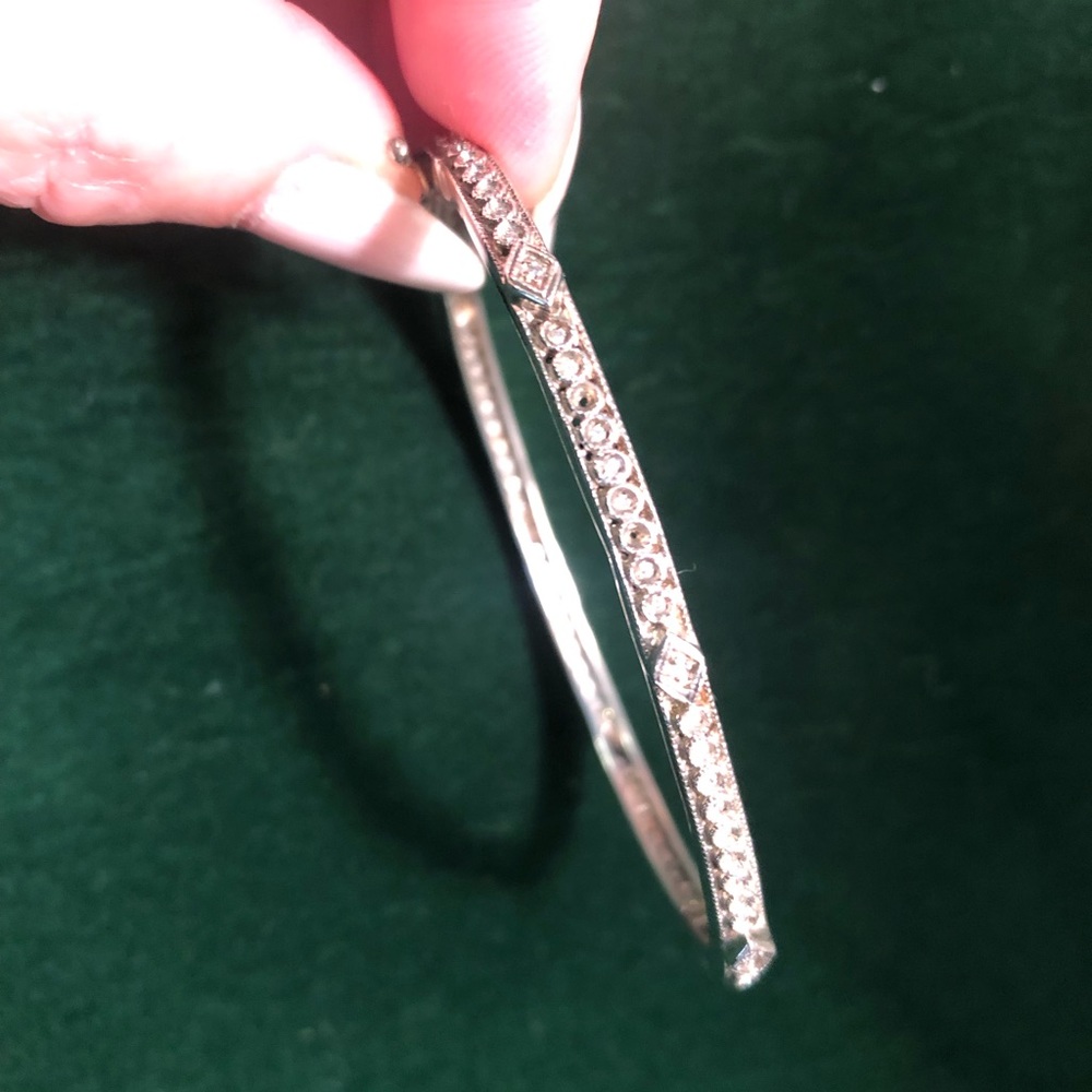 Macy’s Sterling Silver Art Deco Antiqued Diamond Bangle Bracelet